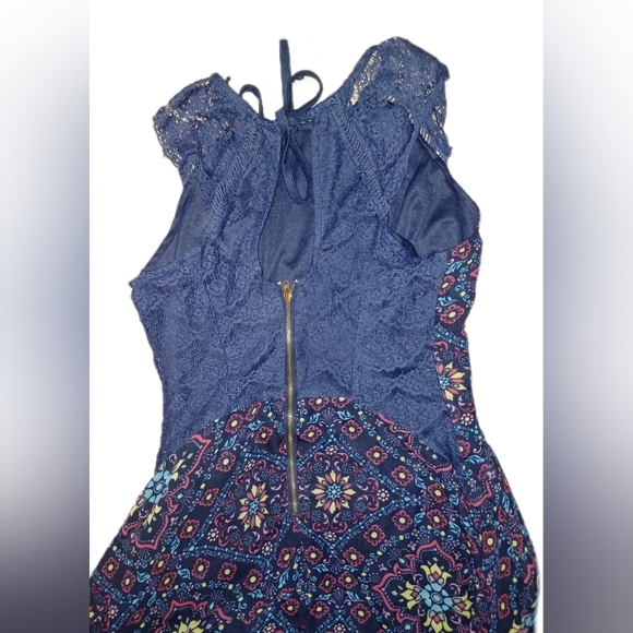 Its Pink Navy Blue Mini Dress With Colorful Design Sleeveless Size Small - Picture 5 of 11